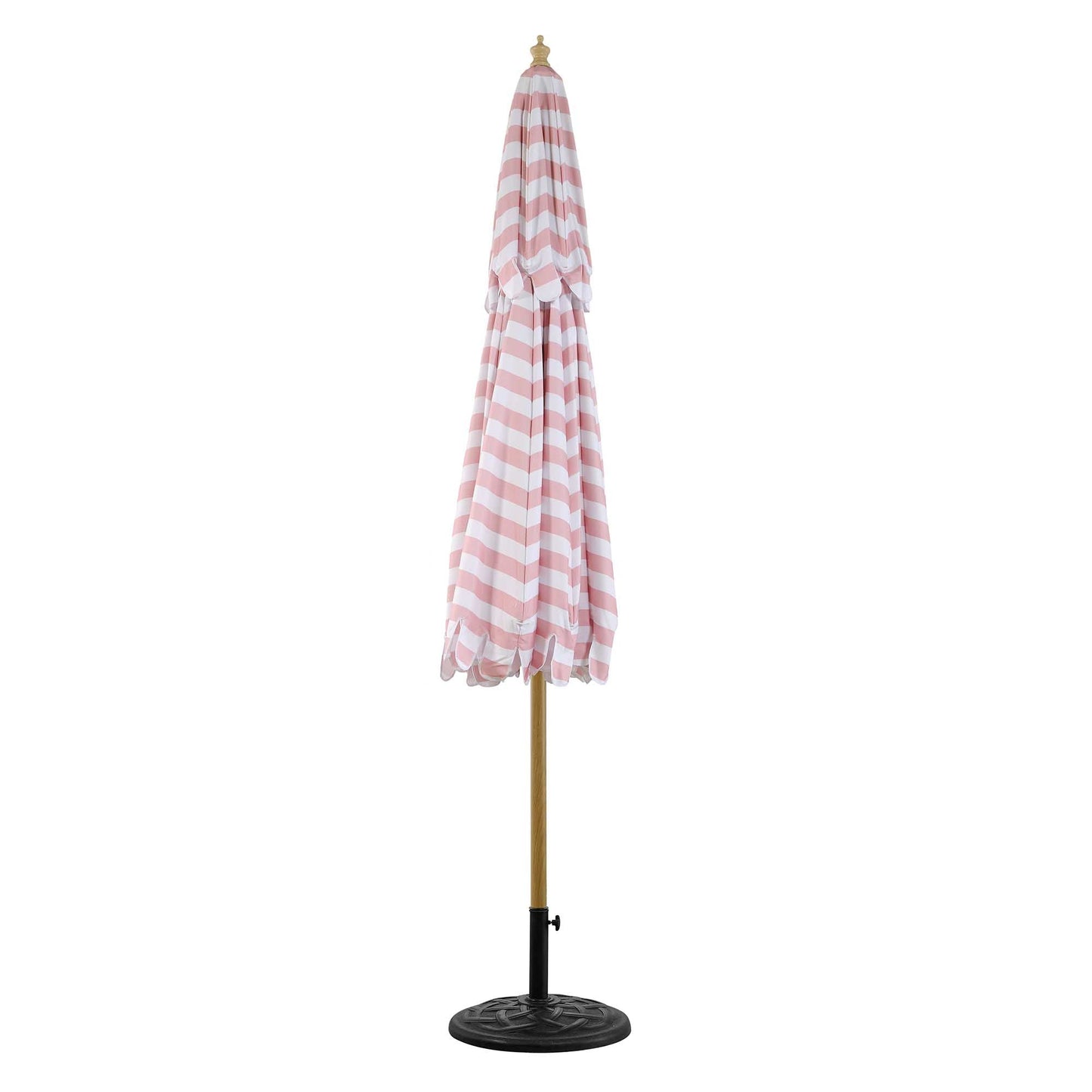 Parasol Fabienne à double manivelle et inclinable à rayures roses et blanches 3M