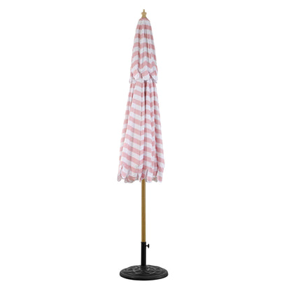 Parasol Fabienne à double manivelle et inclinable à rayures roses et blanches 3M