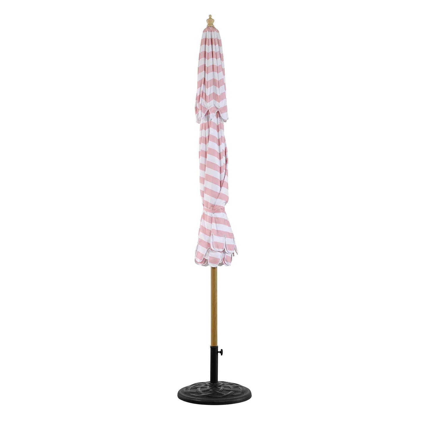 Parasol Fabienne à double manivelle et inclinable à rayures roses et blanches 3M