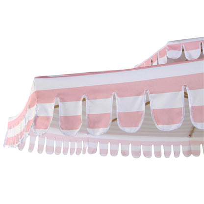 Parasol Fabienne à double manivelle et inclinable à rayures roses et blanches 3M