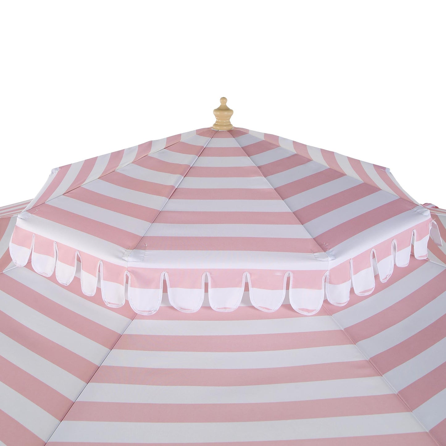 Parasol Fabienne à double manivelle et inclinable à rayures roses et blanches 3M