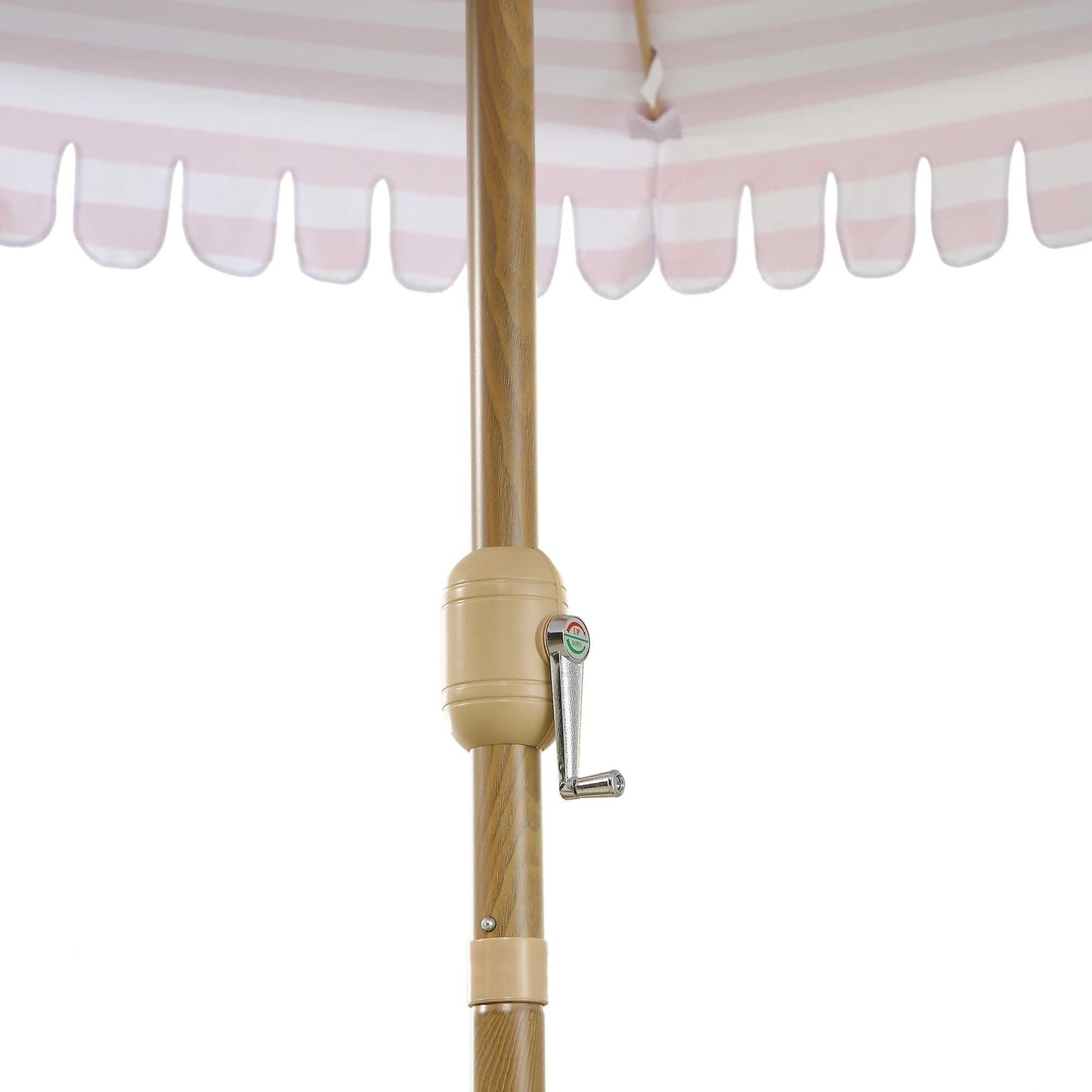 Parasol Fabienne à double manivelle et inclinable à rayures roses et blanches 3M