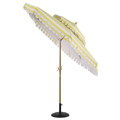 Parasol Fabienne à double manivelle et inclinable à rayures jaunes et blanches 3M