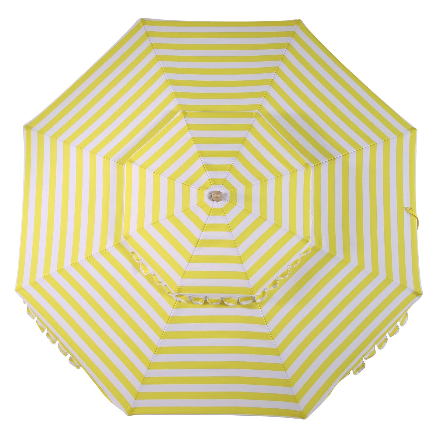 Parasol Fabienne à double manivelle et inclinable à rayures jaunes et blanches 3M