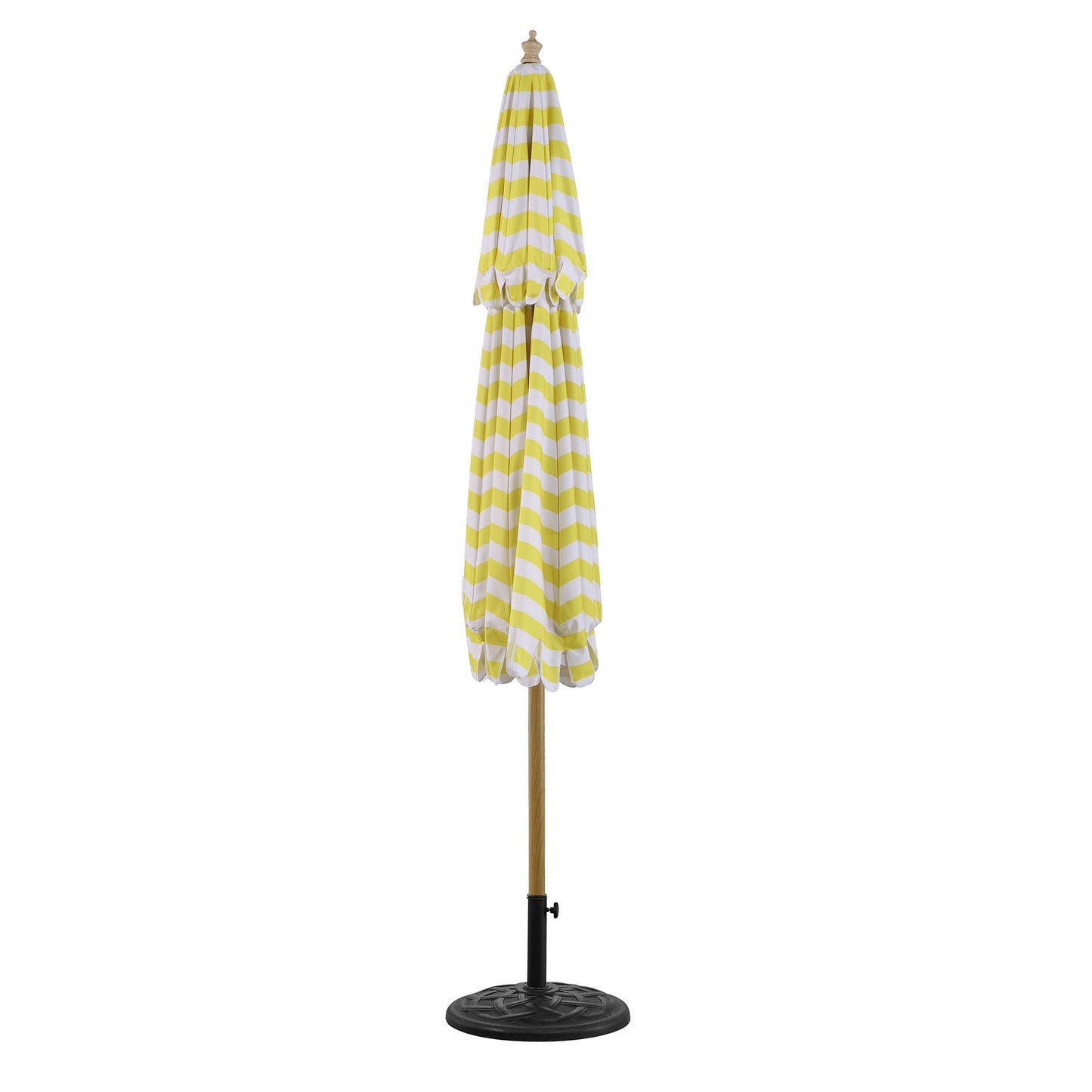 Parasol Fabienne à double manivelle et inclinable à rayures jaunes et blanches 3M
