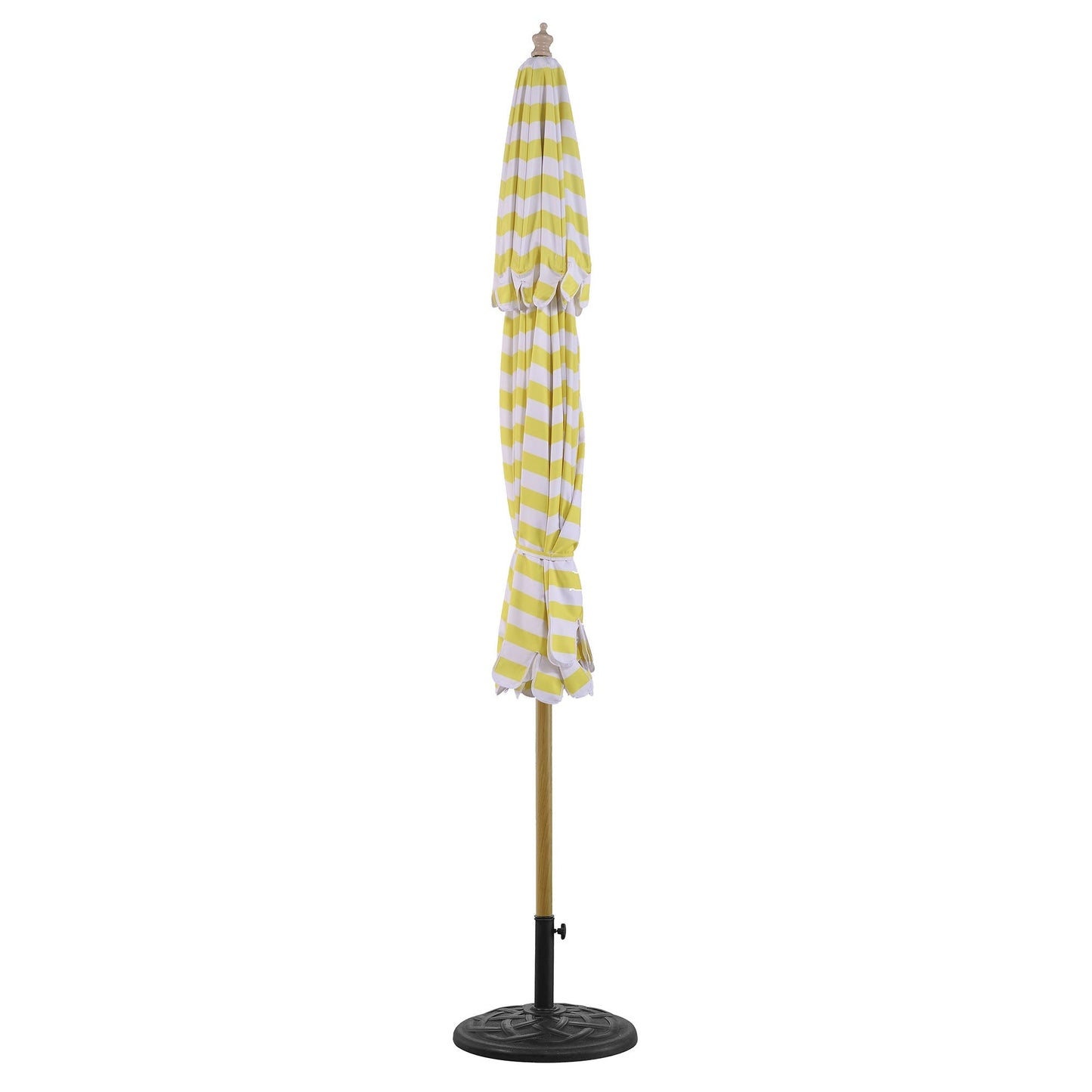 Parasol Fabienne à double manivelle et inclinable à rayures jaunes et blanches 3M