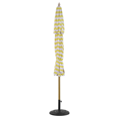 Parasol Fabienne à double manivelle et inclinable à rayures jaunes et blanches 3M