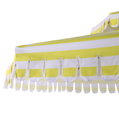 Parasol Fabienne à double manivelle et inclinable à rayures jaunes et blanches 3M