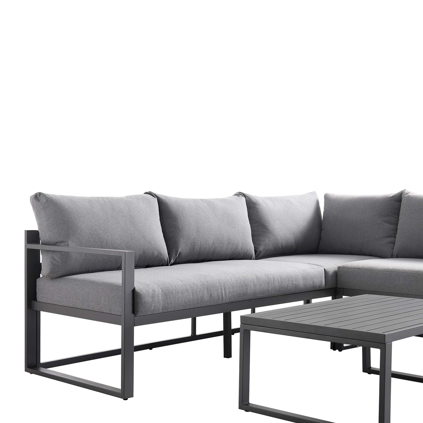 Ensemble de canapés d'angle Albany en aluminium avec dossier inclinable et table basse, gris