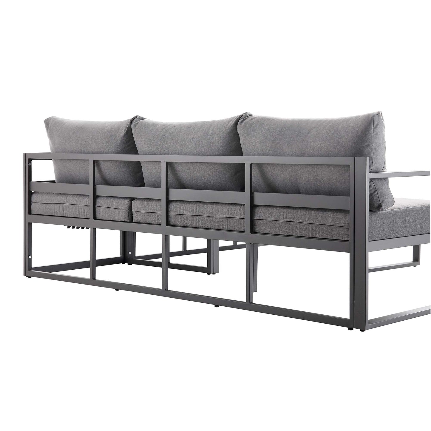 Ensemble de canapés d'angle Albany en aluminium avec dossier inclinable et table basse, gris