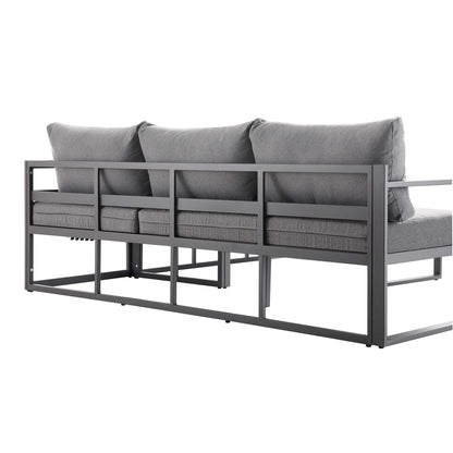 Ensemble de canapés d'angle Albany en aluminium avec dossier inclinable et table basse, gris