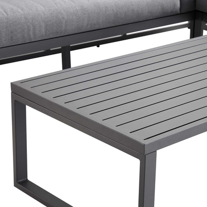 Ensemble de canapés d'angle Albany en aluminium avec dossier inclinable et table basse, gris