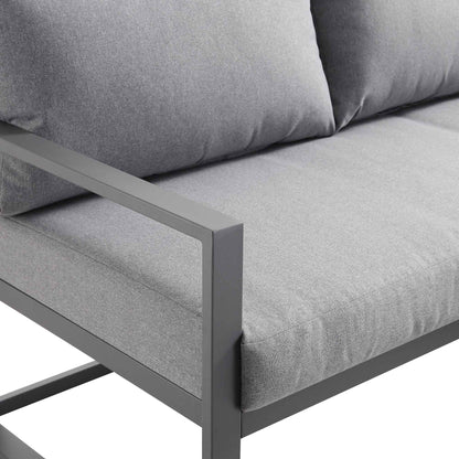 Ensemble de canapés d'angle Albany en aluminium avec dossier inclinable et table basse, gris