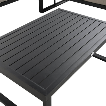 Ensemble de canapés d'angle Albany en aluminium avec dossier inclinable et table basse, taupe