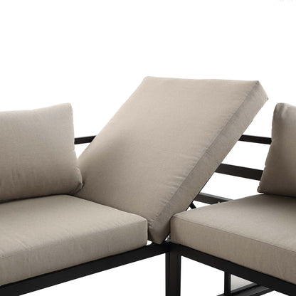Ensemble de canapés d'angle Albany en aluminium avec dossier inclinable et table basse, taupe