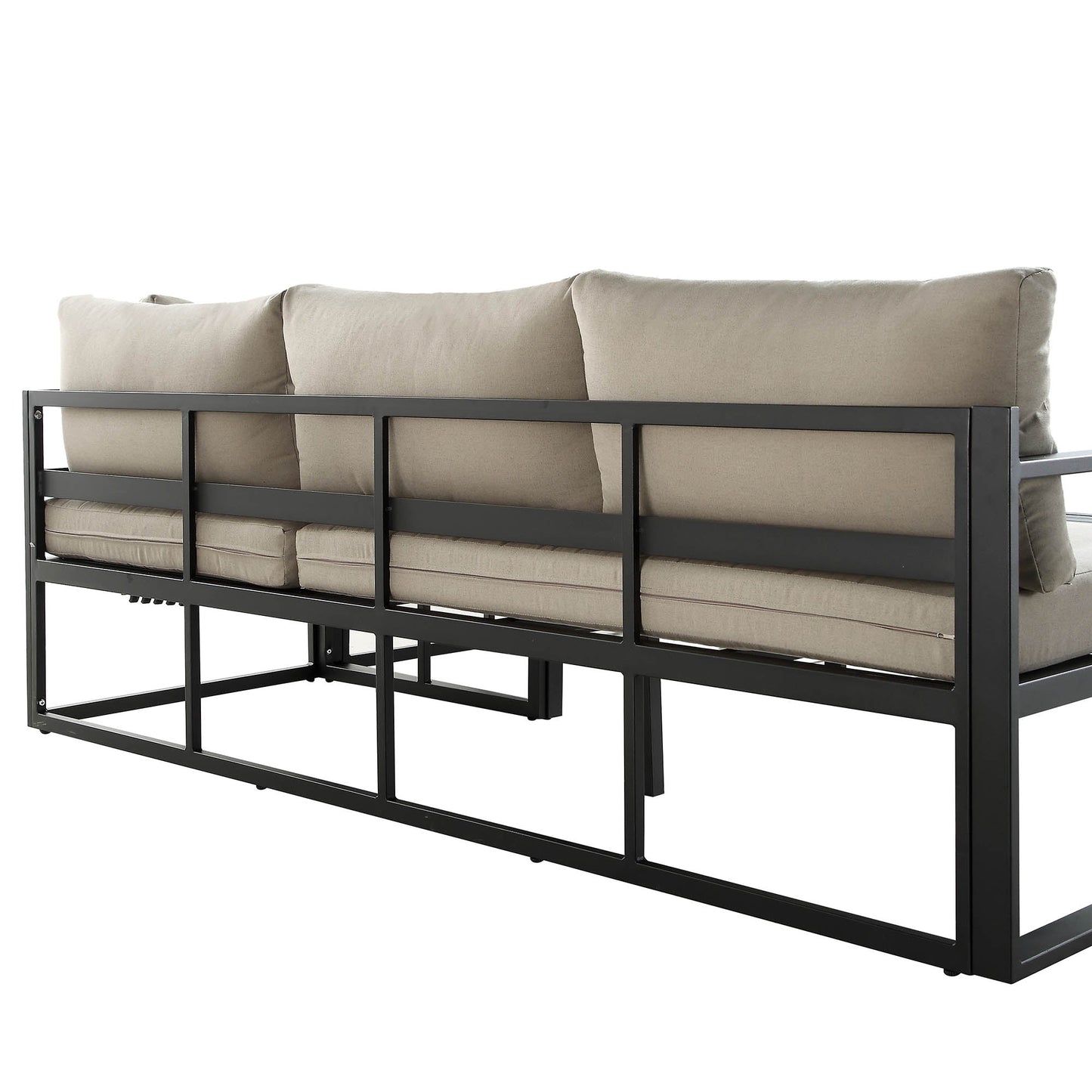 Ensemble de canapés d'angle Albany en aluminium avec dossier inclinable et table basse, taupe