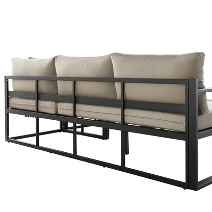 Ensemble de canapés d'angle Albany en aluminium avec dossier inclinable et table basse, taupe