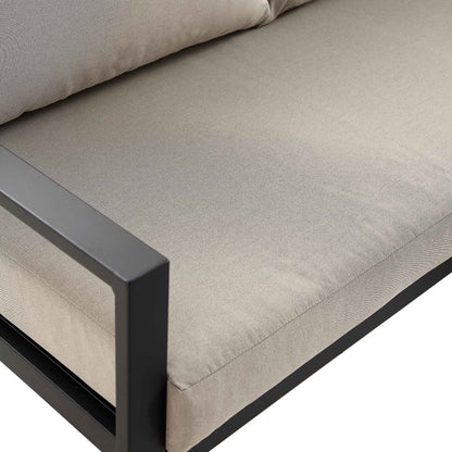Ensemble de canapés d'angle Albany en aluminium avec dossier inclinable et table basse, taupe