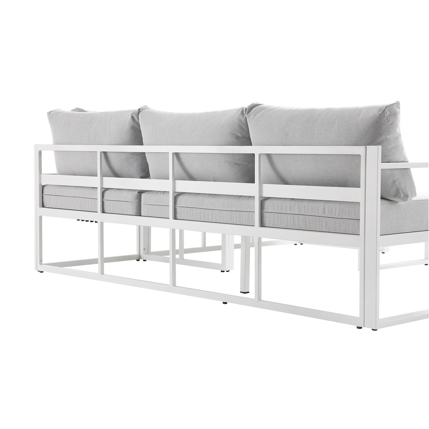 Ensemble de canapés d'angle Albany en aluminium avec dossier inclinable et table basse, blanc