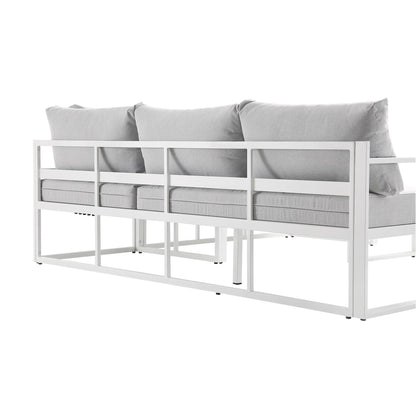 Ensemble de canapés d'angle Albany en aluminium avec dossier inclinable et table basse, blanc