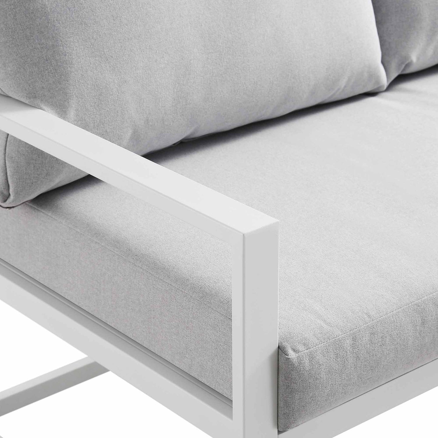 Ensemble de canapés d'angle Albany en aluminium avec dossier inclinable et table basse, blanc
