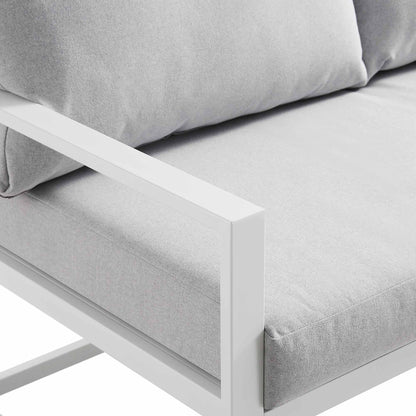 Ensemble de canapés d'angle Albany en aluminium avec dossier inclinable et table basse, blanc