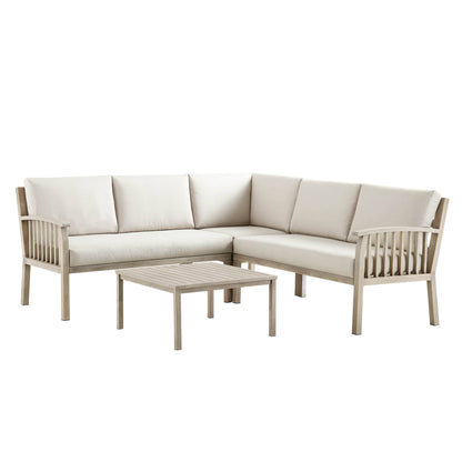 Ensemble de canapés d'angle Earlswood en aluminium effet bois lavé avec table basse