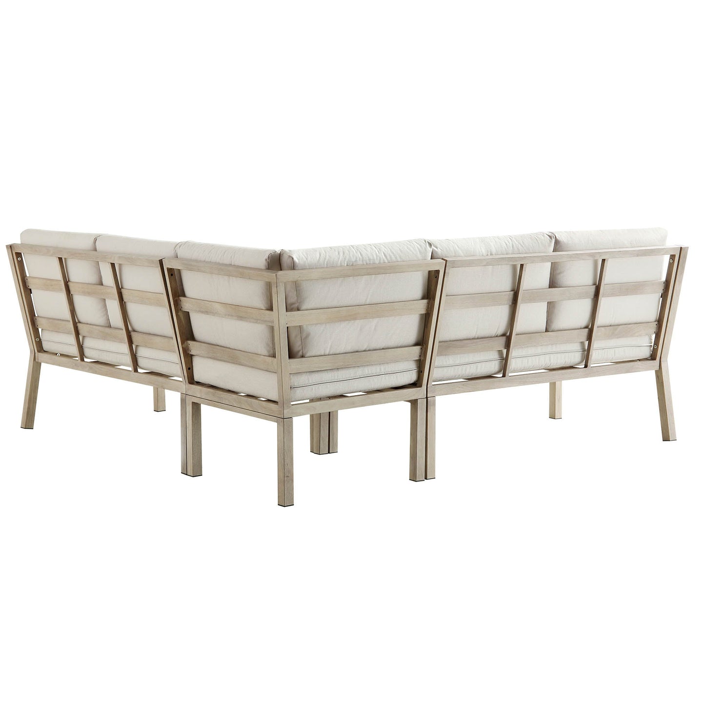 Ensemble de canapés d'angle Earlswood en aluminium effet bois lavé avec table basse
