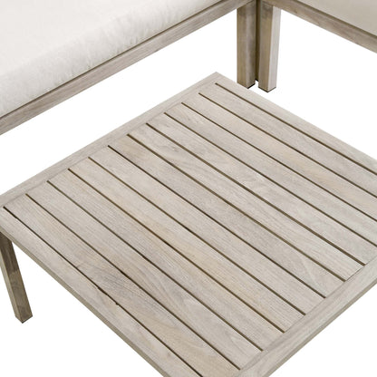 Ensemble de canapés d'angle Earlswood en aluminium effet bois lavé avec table basse