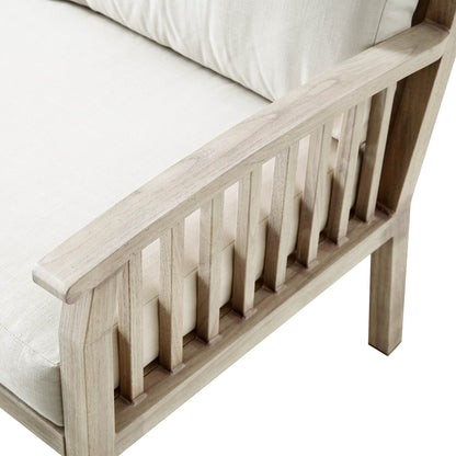 Ensemble de canapés d'angle Earlswood en aluminium effet bois lavé avec table basse