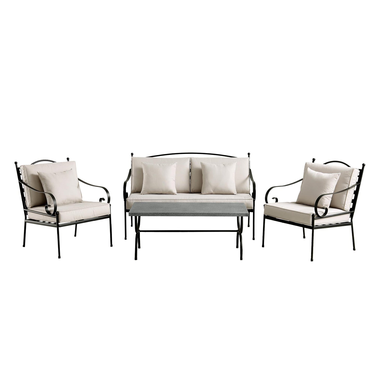 Ensemble de canapés en métal Haymes pour intérieur et extérieur avec table basse