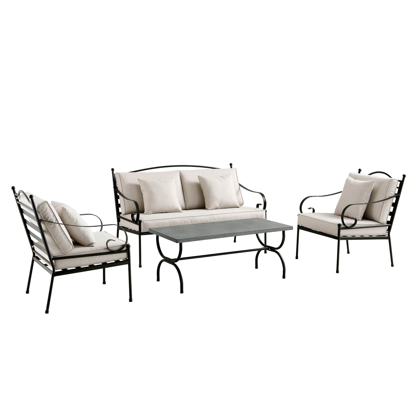 Ensemble de canapés en métal Haymes pour intérieur et extérieur avec table basse