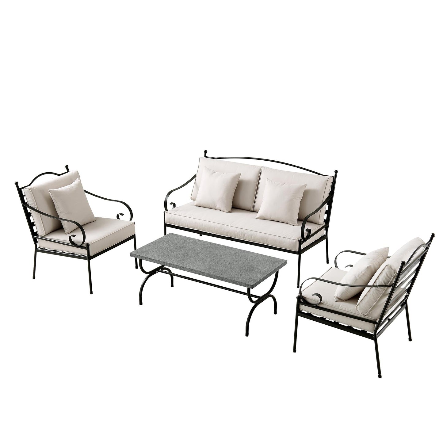 Ensemble de canapés en métal Haymes pour intérieur et extérieur avec table basse