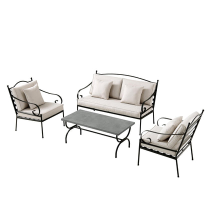 Ensemble de canapés en métal Haymes pour intérieur et extérieur avec table basse