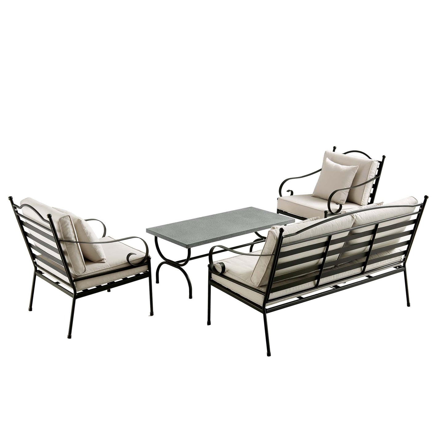Ensemble de canapés en métal Haymes pour intérieur et extérieur avec table basse