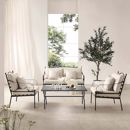 Ensemble de canapés en métal Haymes pour intérieur et extérieur avec table basse
