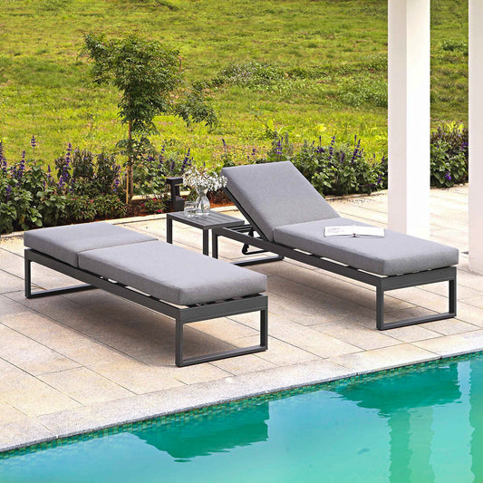 Chaise longue en aluminium Albany, grise