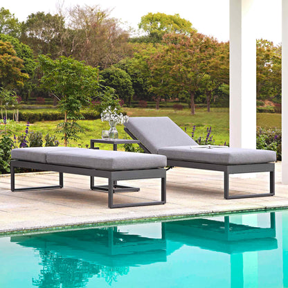 Chaise longue en aluminium Albany, grise