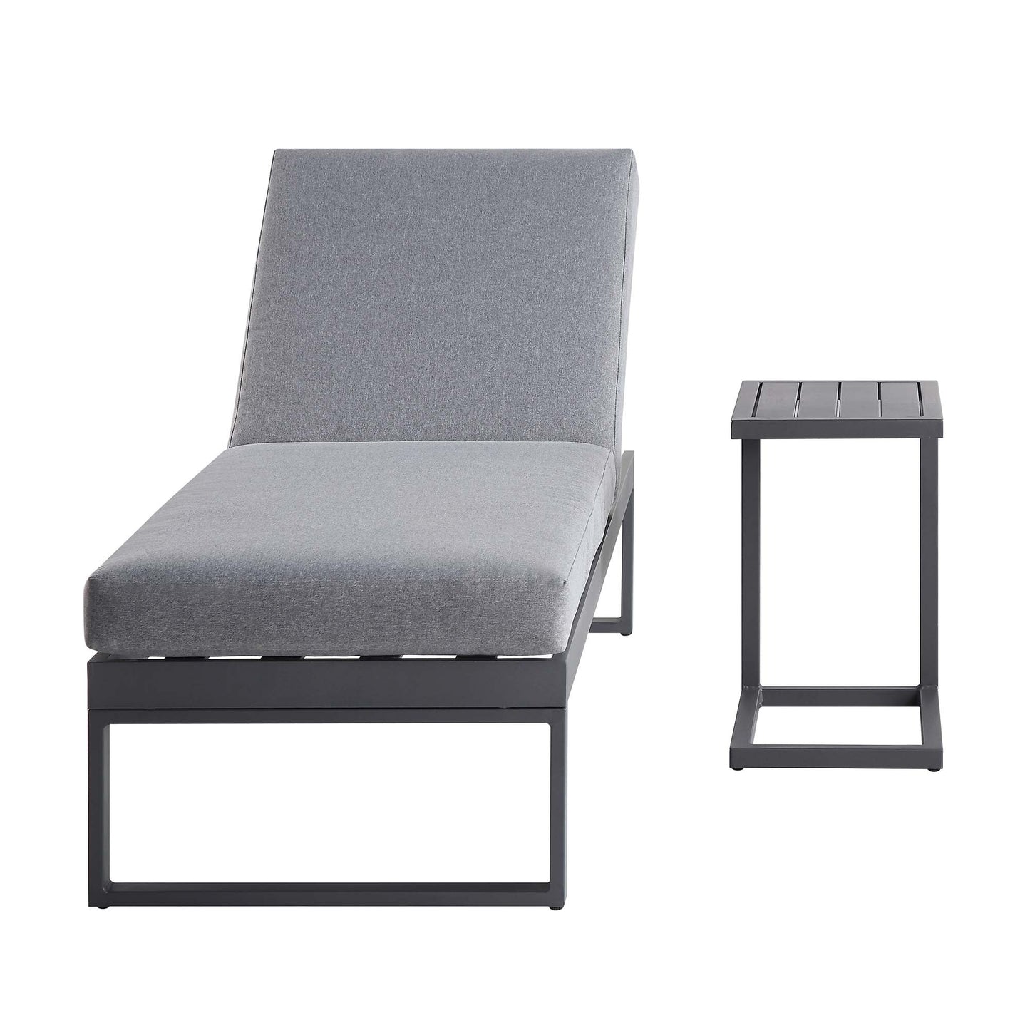 Chaise longue en aluminium Albany, grise