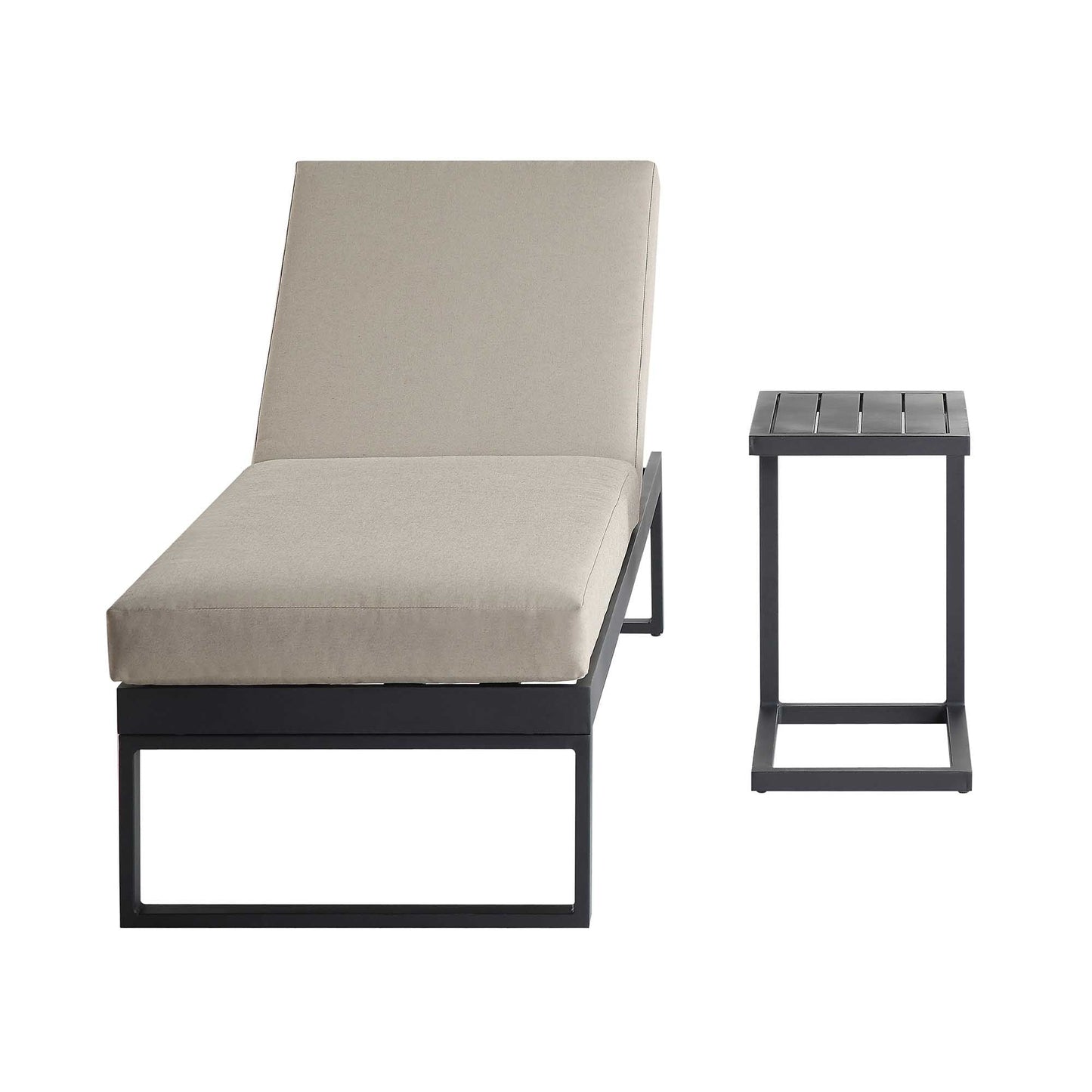 Chaise longue en aluminium Albany, taupe