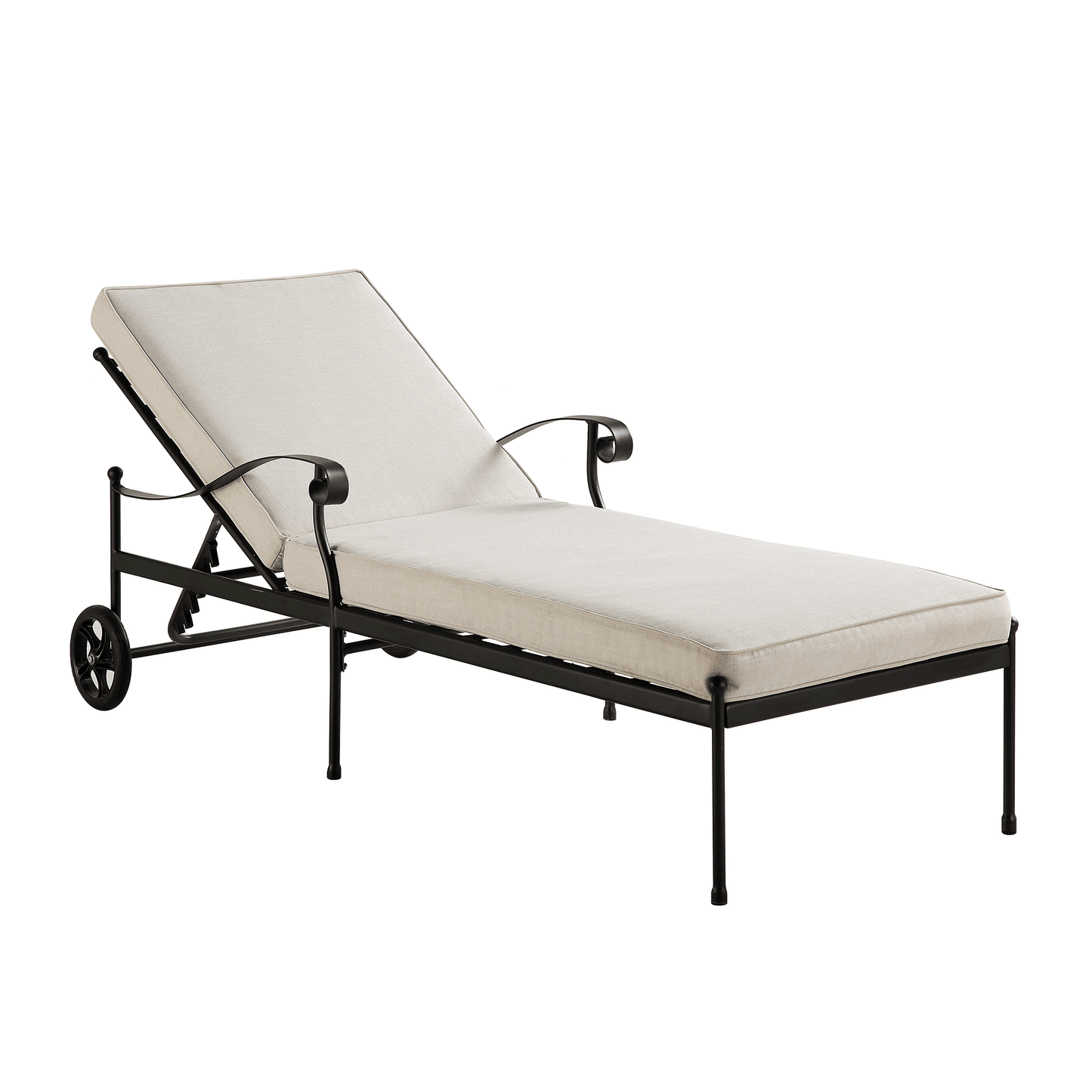 Chaise longue en métal Haymes avec roulettes
