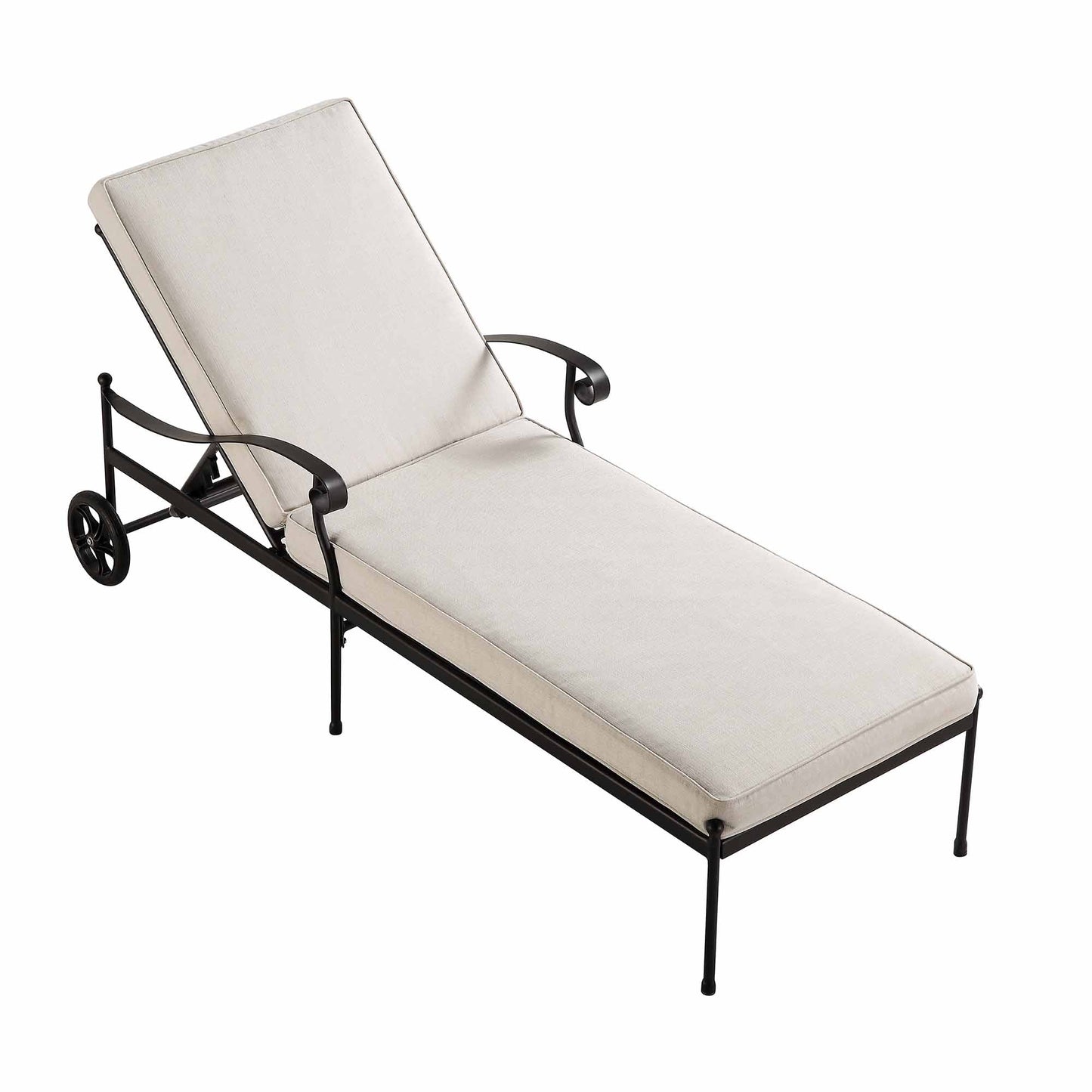 Chaise longue en métal Haymes avec roulettes