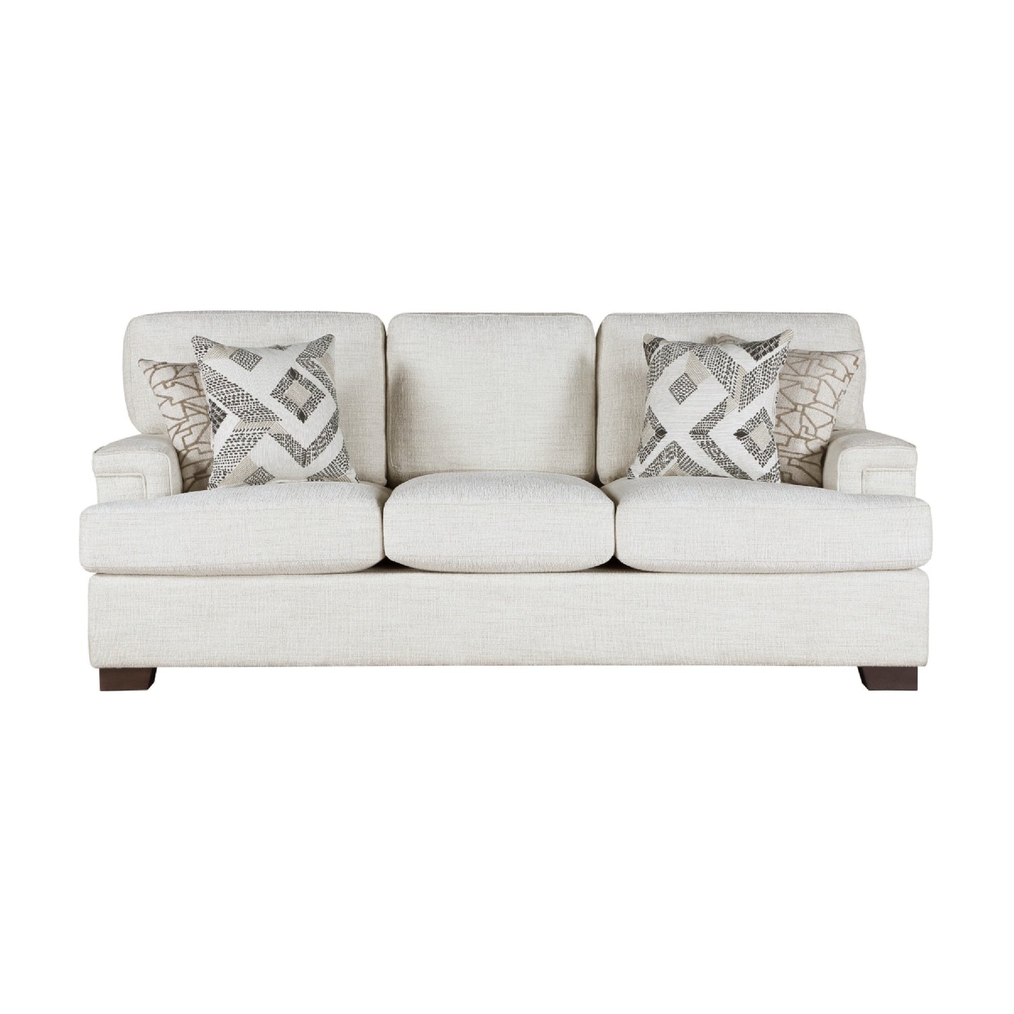 Canapé Osy avec 4 coussins décoratifs, 91 pouces, chenille ivoire douce