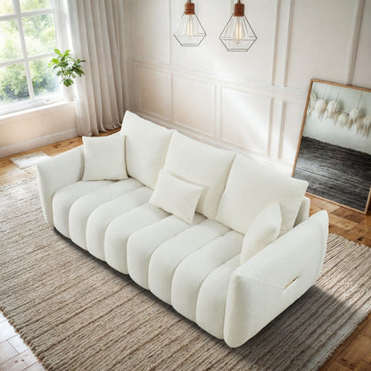 Canapé Ouyessir rembourré en tissu doux avec 3 coussins