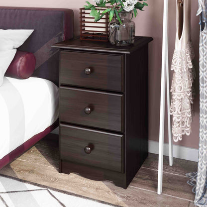 Table de chevet Palace Imports 100% bois massif à 3 tiroirs avec poignées en métal ou en bois