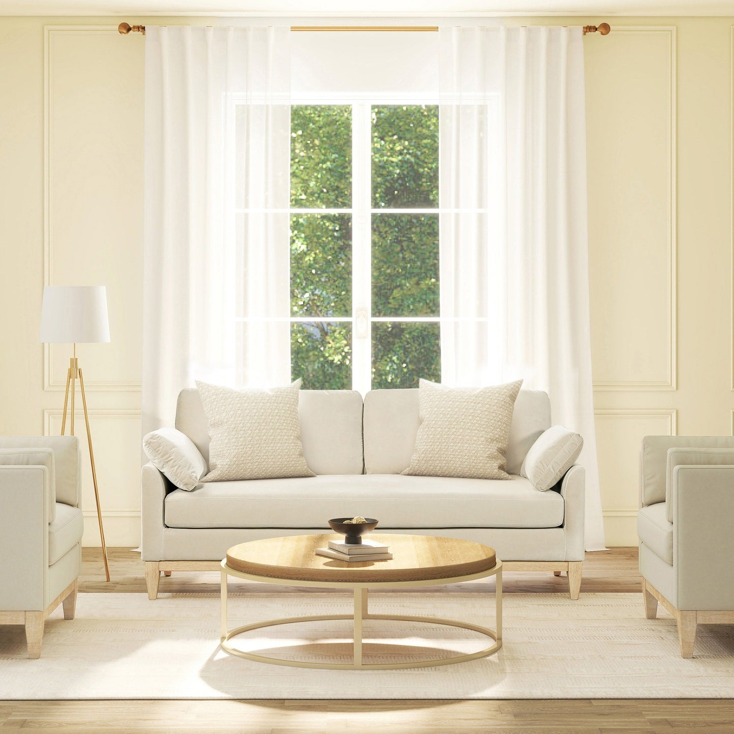 Canapé Pasadena 75,5 en velours de style ferme moderne avec dossier à coussins amovibles
