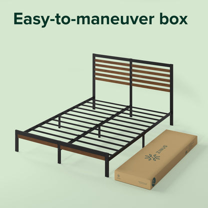 Cadre de lit plateforme Priage de ZINUS en bambou marron et métal