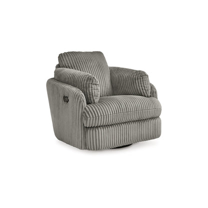Fauteuil inclinable manuel pivotant Rikki, velours côtelé gris, 2 coussins