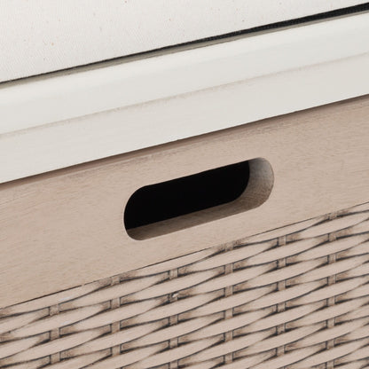 Banc de rangement SAFAVIEH Fiorello à 3 tiroirs avec coussin - 120 cm (L) x 38 cm (l) x 48 cm (H)