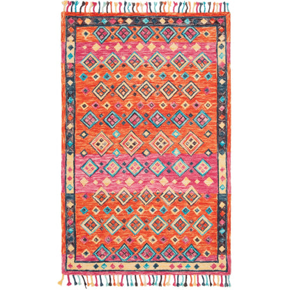 Tapis en laine Aspen Hysnie éclectique orange/fuchsia fait main SAFAVIEH